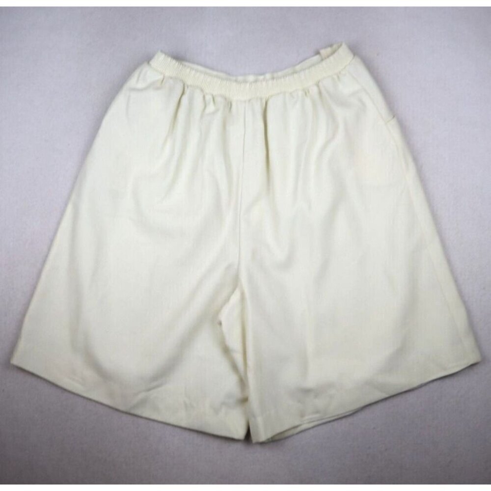 VINTAGE WOMEN'S IVORY WHITE HIGH WAIST WIDE LEG SHORTS - VICKI WAYNE'S - SIZE 36 - Picture 8 of 9